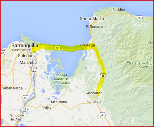 Map to Aracataca